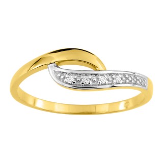 Anel em ouro amarelo 9K com diamantes de 0.01 ct