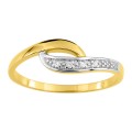 Anel em ouro amarelo 9K com diamantes de 0.01 ct