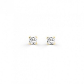 Brincos de Ouro Amarelo 9K e Zircónia 4mm