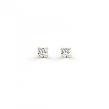 Pendientes de Oro Amarillo 9K y Circonita 4mm