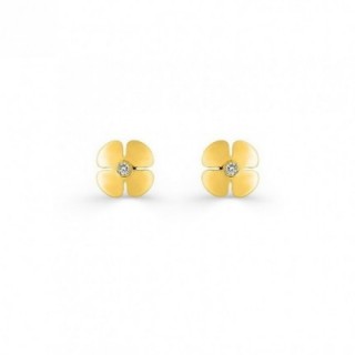 Pendientes Flor de Oro Amarillo 9K y Circonita