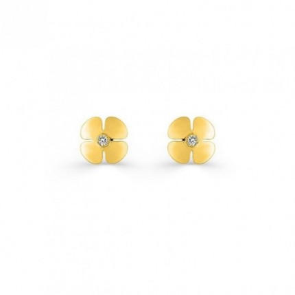 Pendientes Flor de Oro Amarillo 9K y Circonita