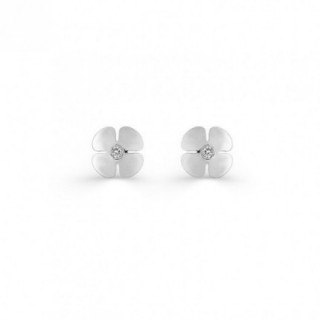Pendientes Flor de Oro Blanco 9K y Circonita