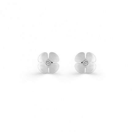 Pendientes Flor de Oro Blanco 9K y Circonita