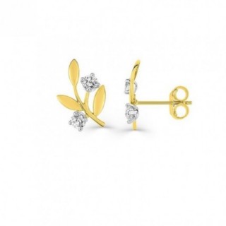 Brincos de Flores e Zircónias em Ouro Amarelo 9K