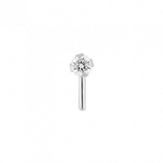 Piercing de Nariz de Oro Blanco 9K y Circonita