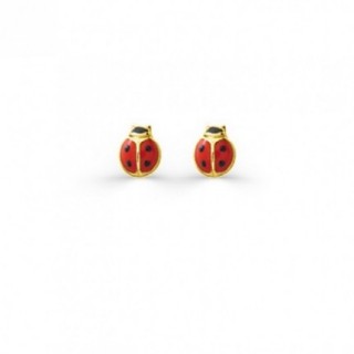 Pendientes Mariquita de Oro Amarillo 9k y Laca