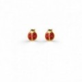 Pendientes Mariquita de Oro Amarillo 9k y Laca