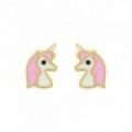 Pendientes Unicornio en Oro Amarillo 9K y Lacado