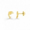 Pendientes Delfín de Oro Amarillo 9K
