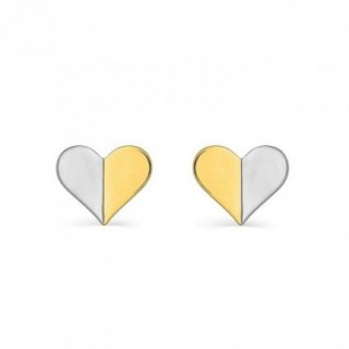 Pendientes Corazón Oro Bicolor 9K