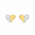 Brincos Coração em Ouro Bicolor 9K