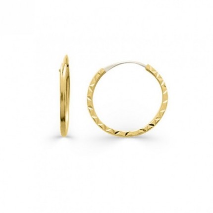 Pendientes de aro 12 mm lapidados en oro amarillo 18K