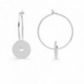 Pendientes de aro con detalle redondo de plata