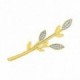 Broche hoja bañado en oro con circonitas