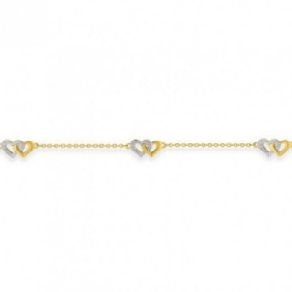 Pulsera chapada en oro y rodio con corazones entrelazados