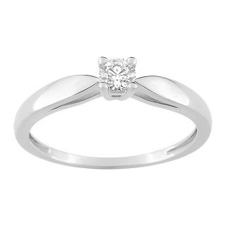 Anel em ouro branco 9K com diamante 0.16CT