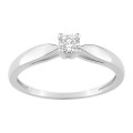 Anillo de oro blanco 9K con diamante 0.16CT