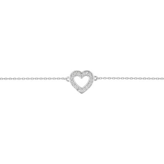 Pulseira de prata coração zircónia 18CM