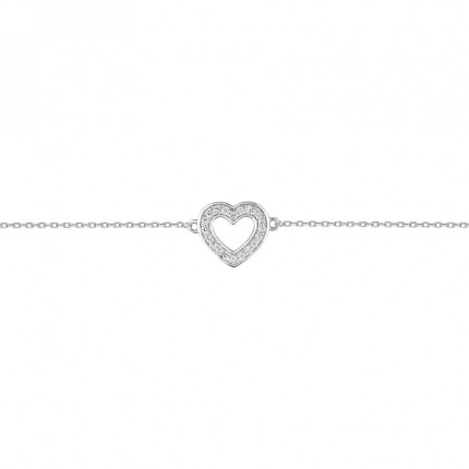 Pulseira de prata coração zircónia 18CM