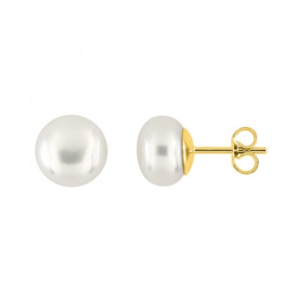 Brincos em ouro amarelo 9K com pérolas 8MM