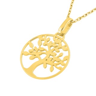 Collar de oro amarillo 9 KT con árbol de la vida