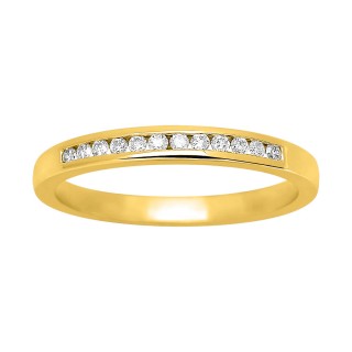 Media alianza oro amarillo 18K con circonitas en carril