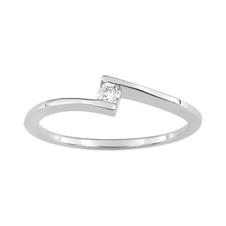 Anel em ouro branco de 9K com diamantes 0.07 ct