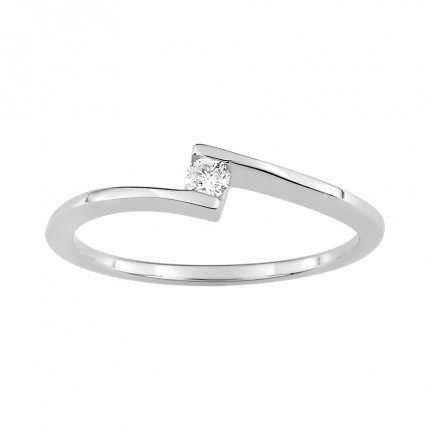 Anel em ouro branco de 9K com diamantes 0.07 ct