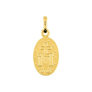 Medalla de la virgen milagrosa de oro amarillo de 18K