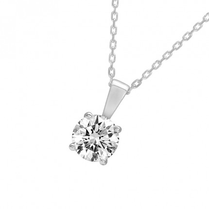 Colar em prata 42 cm com zircónia quadrada de 7.5 mm
