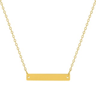 Collar bañado en oro con placa para grabar