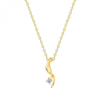 Colar folheado a ouro com zircónia design 2 tiras onduladas