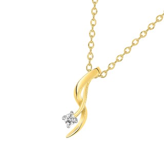 Collar bañado en oro con circonita diseño 2 tiras onduladas