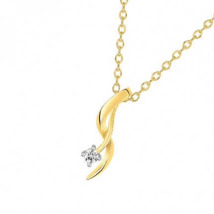 Colar folheado a ouro com zircónia design 2 tiras onduladas