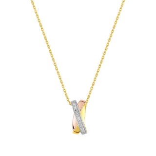 Collar de oro tricolor 18K y diamantes 0.018 ct