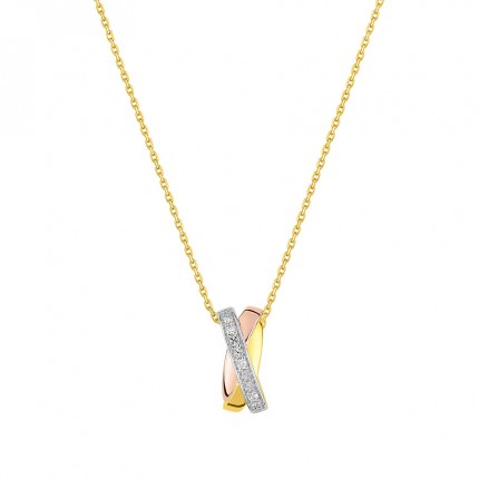 Colar em ouro  tricolor 18K e diamantes 0.018 ct