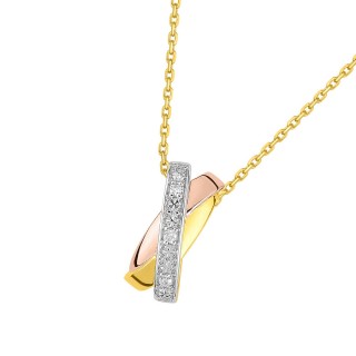 Collar de oro tricolor 18K y diamantes 0.018 ct