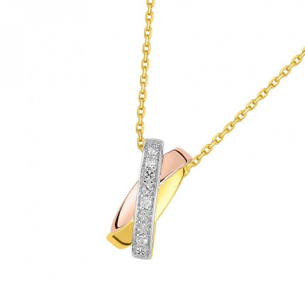 Colar em ouro  tricolor 18K e diamantes 0.018 ct