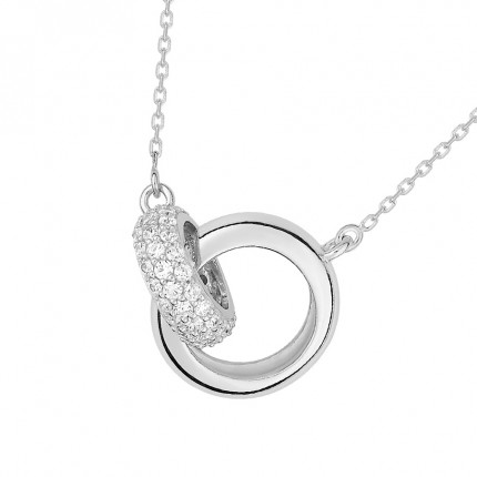 Collar de plata círculos entrelazados 4 circonitas