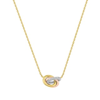 Colar em ouro 18K com pendente aros bicolor e diamantes