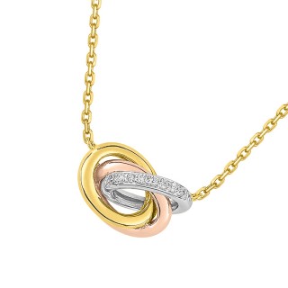 Collar de oro de 18K con colgante aros bicolor y diamantes