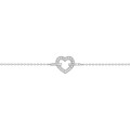 Pulsera de oro blanco 18K corazón de circonitas - 18 cm