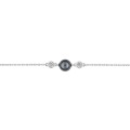 Pulseira Prata com Pérola Cinza 18cm
