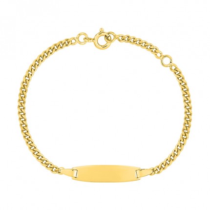 Pulseira de chapa de bebé plaqueada a ouro amarelo de 15 cm