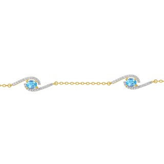 Pulsera bañada en oro con circonita y topacio sintético