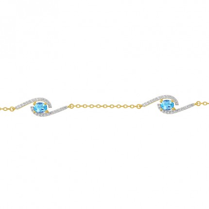 Pulsera bañada en oro con circonita y topacio sintético