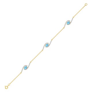 Pulsera bañada en oro con circonita y topacio sintético
