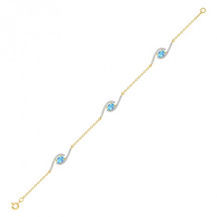 Pulseira banhada em ouro com zircônia e topázio sintético
