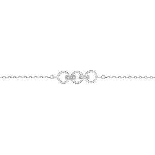 Pulseira em prata de 18 cm com 3 círculos de zircónias